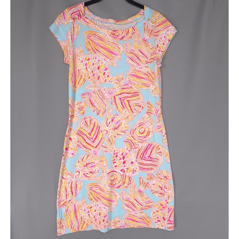 LILLY PULITZER Women's Shift Dress SMALL 100%ā Pima Cotton Multicolor 19782